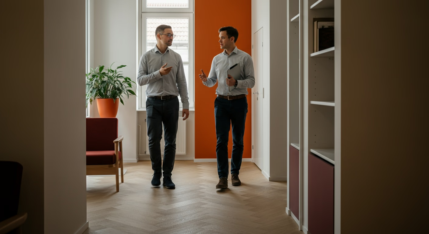 Team walking in corridor